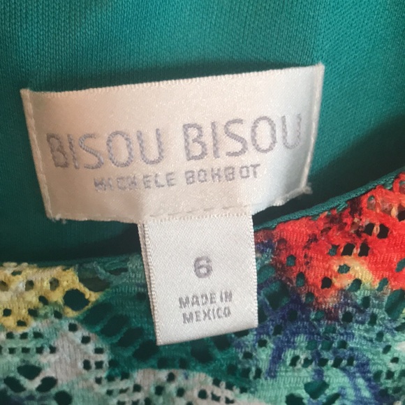 Bisou Bisou Floral Lace Fitted Dress Turquoise Green - Picture 11 of 11